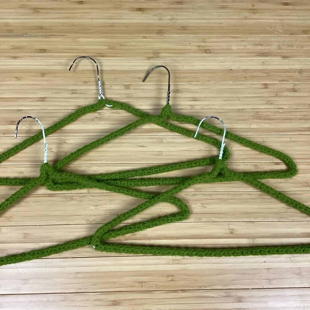 Vintage 1970s Set of 8 Crocheted Wire Hangers